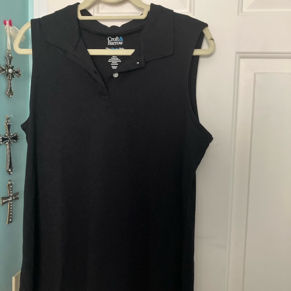 NWOT - Black, Croft & Barrow polo. Great under sweaters for layering! Size L.
